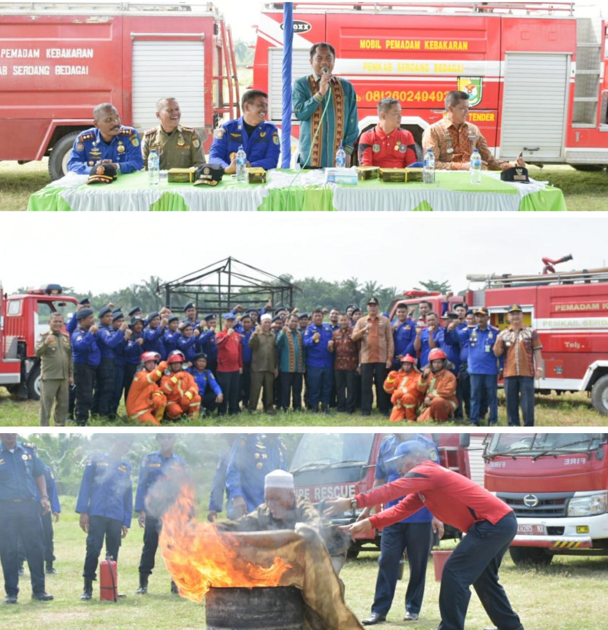 Waspadai Kebakaran, Satpol PP dan Damkar Sergai Gelar Simulasi Pemadaman Api