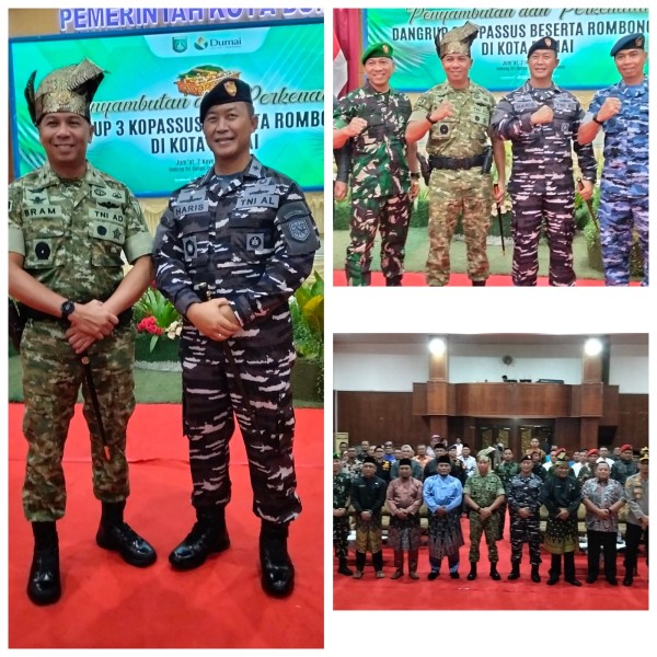Danlanal  Dumai Kolonel Laut Abdul Haris Ucapkan Selamat Datang Di kota Dumai Untuk Dangrup 3 Kopassus Beserta Rombongan