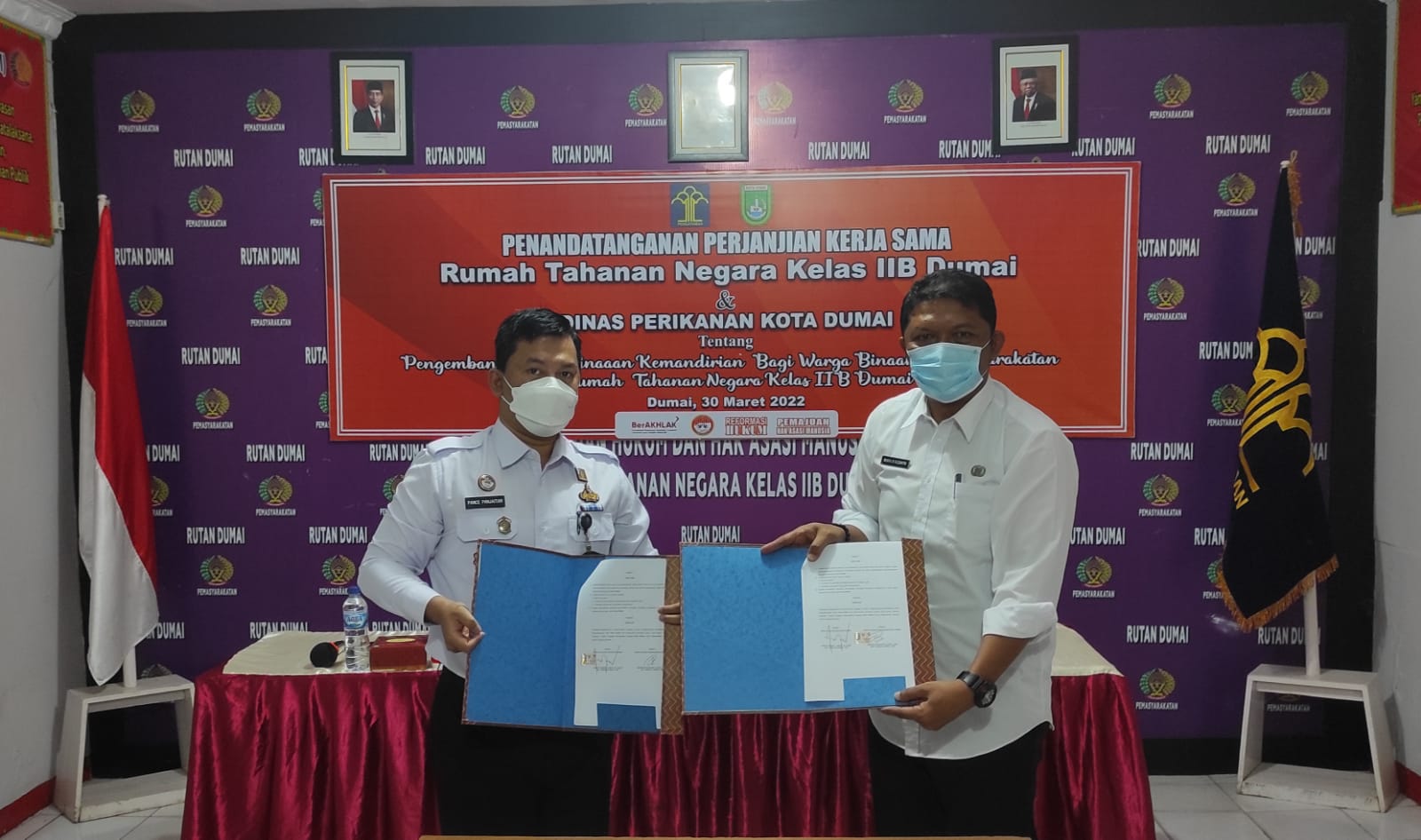 Kepala Rutan Kelas II B Dumai dan Kepala Dinas Perikanan Tanda Tanganin PKS