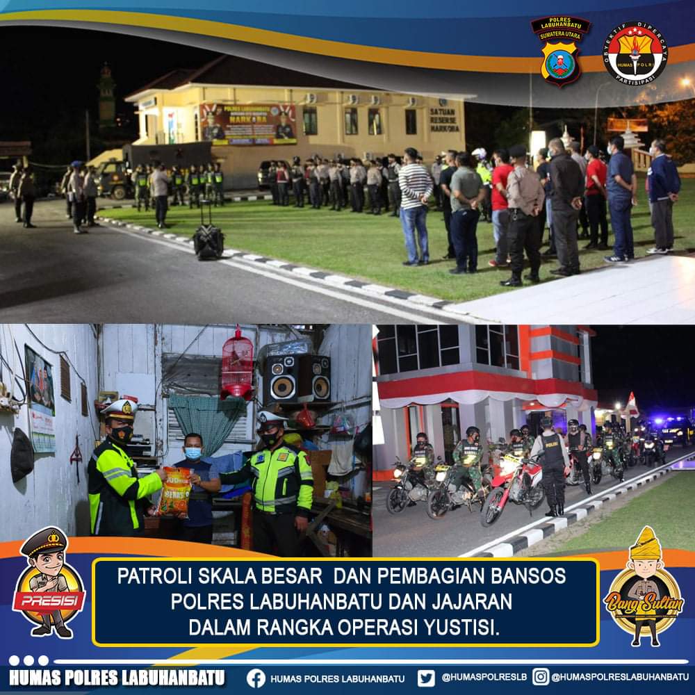 Patroli Gabungan Skala besar dilaksanakan di Labuhanbatu dalam rangka Operasi Yustisi