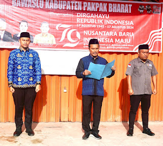Saut Boangmanalu Pimpin Upacara Peringatan HUT RI Ke-79 di Bawaslu Pakpak Bharat