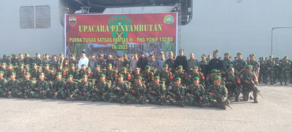 Danrem WB Sambut Kedatangan Satgas Pengamanan Perbatasan RI-PNG Satgas Batalyon Infantri 132/BS