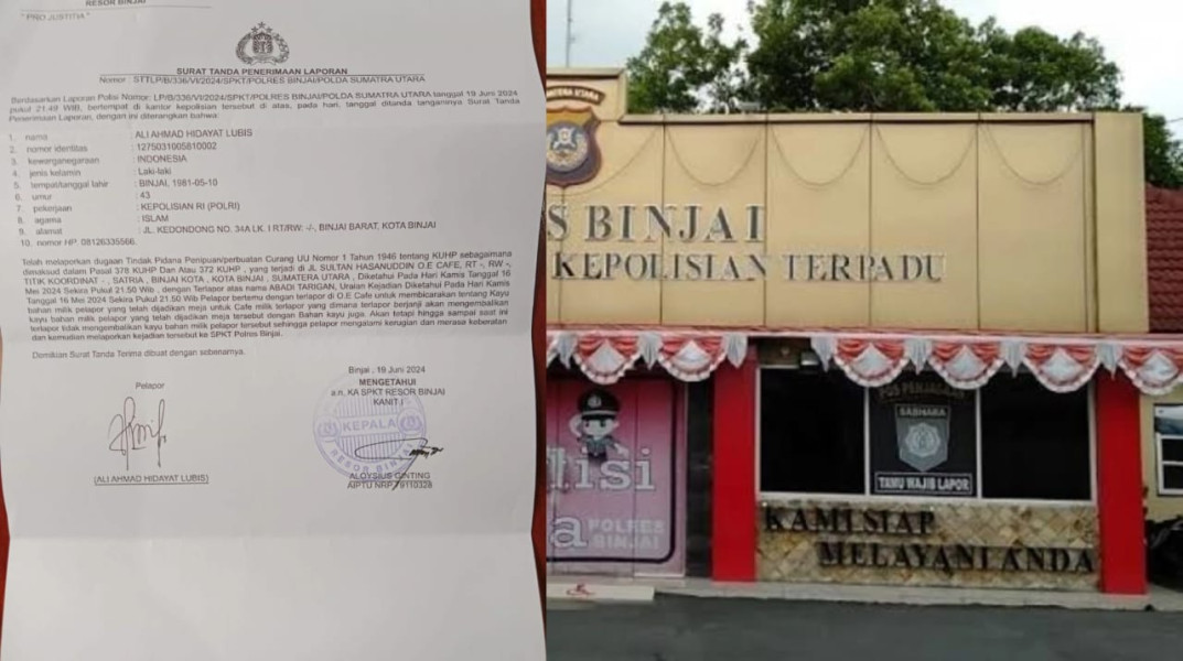 Ditipu Pengusaha Kafe, Oknum Polisi Laporkan Kasusnya Ke Polres Binjai