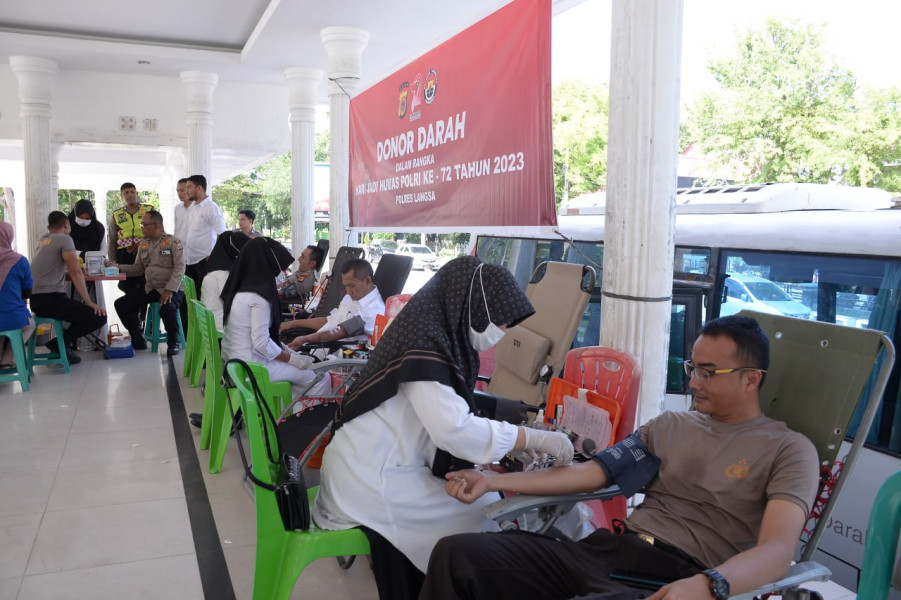 Hari Jadi Humas Ke-72, Polres Langsa Laksanakan Donor Darah