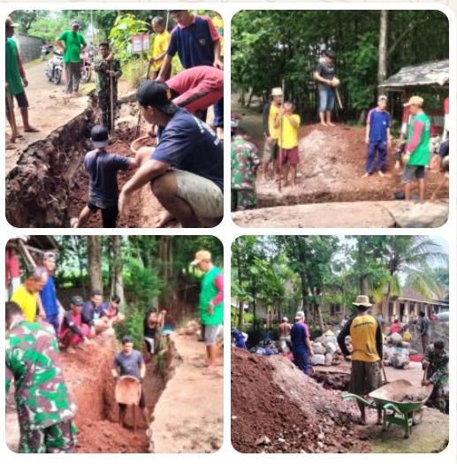 Babinsa dan Warga Pulutan Kompak Bangun Gorong-Gorong, Cegah Banjir Lewat Semangat Gotong Royong