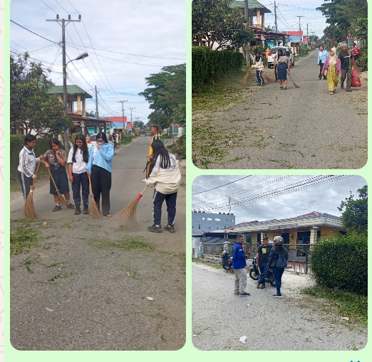 Jumat Bersih, Kades Ketaren Ajak Siswa SMP Santa Maria Aksi Gotong Royong Bersihkan Parit dan Sapu Jalan