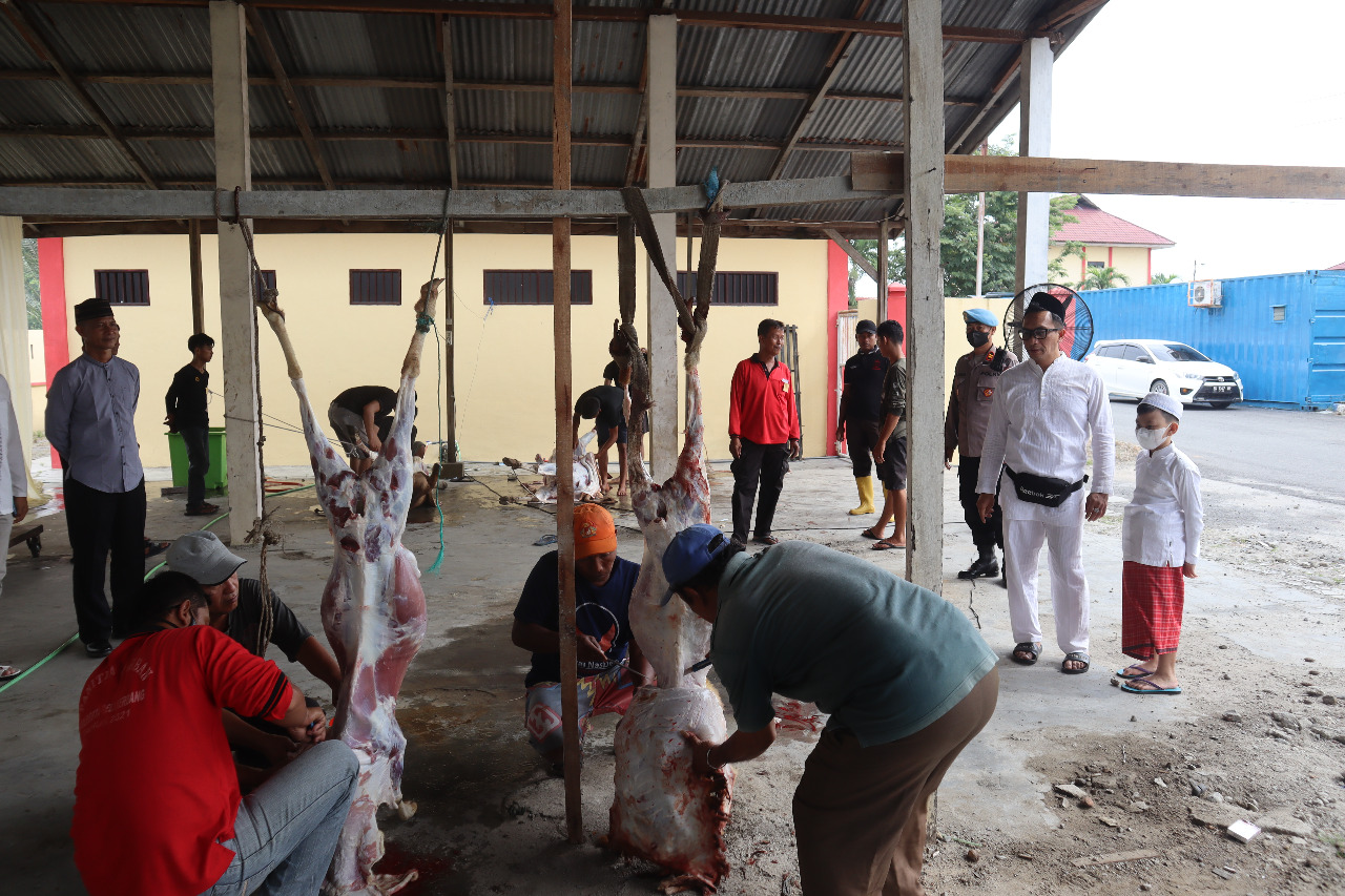 Idul Adha 1443 H, Polresta Deli Serdang Laksanakan Penyembelihan Hewan Qurban