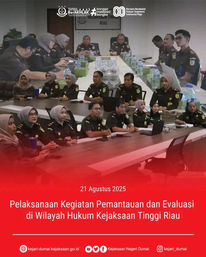 Kejari Dumai Ikuti Pemantauan dan Evaluasi oleh Kejaksaan Tinggi Riau