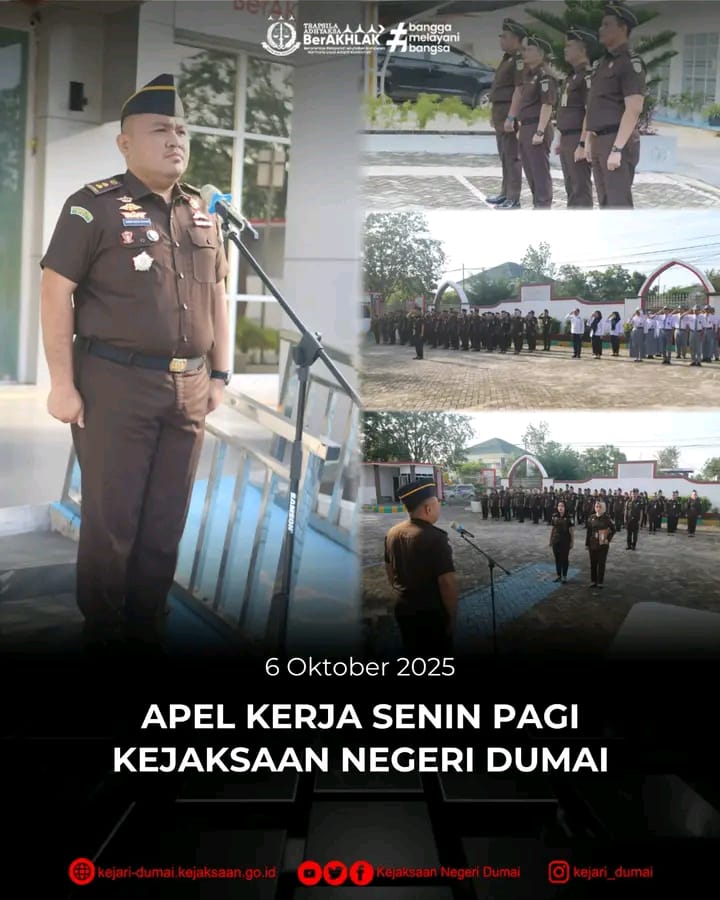 Kejaksaan Negeri Dumai Gelar Apel Kerja Senin Pagi Dipimpin Oleh Hendra Rasyid Nasution,S.H.,M.,H Kasi Pidum Pentingnya Kesehatan dan Integritas