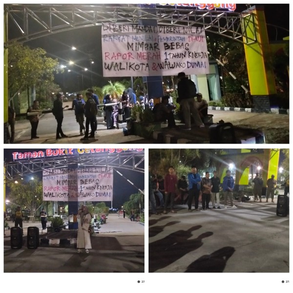 Mahasiswa Dumai Gelar Mimbar Bebas, Kritik Satu Tahun Kinerja Wali Kota dan Wakil Wali Kota