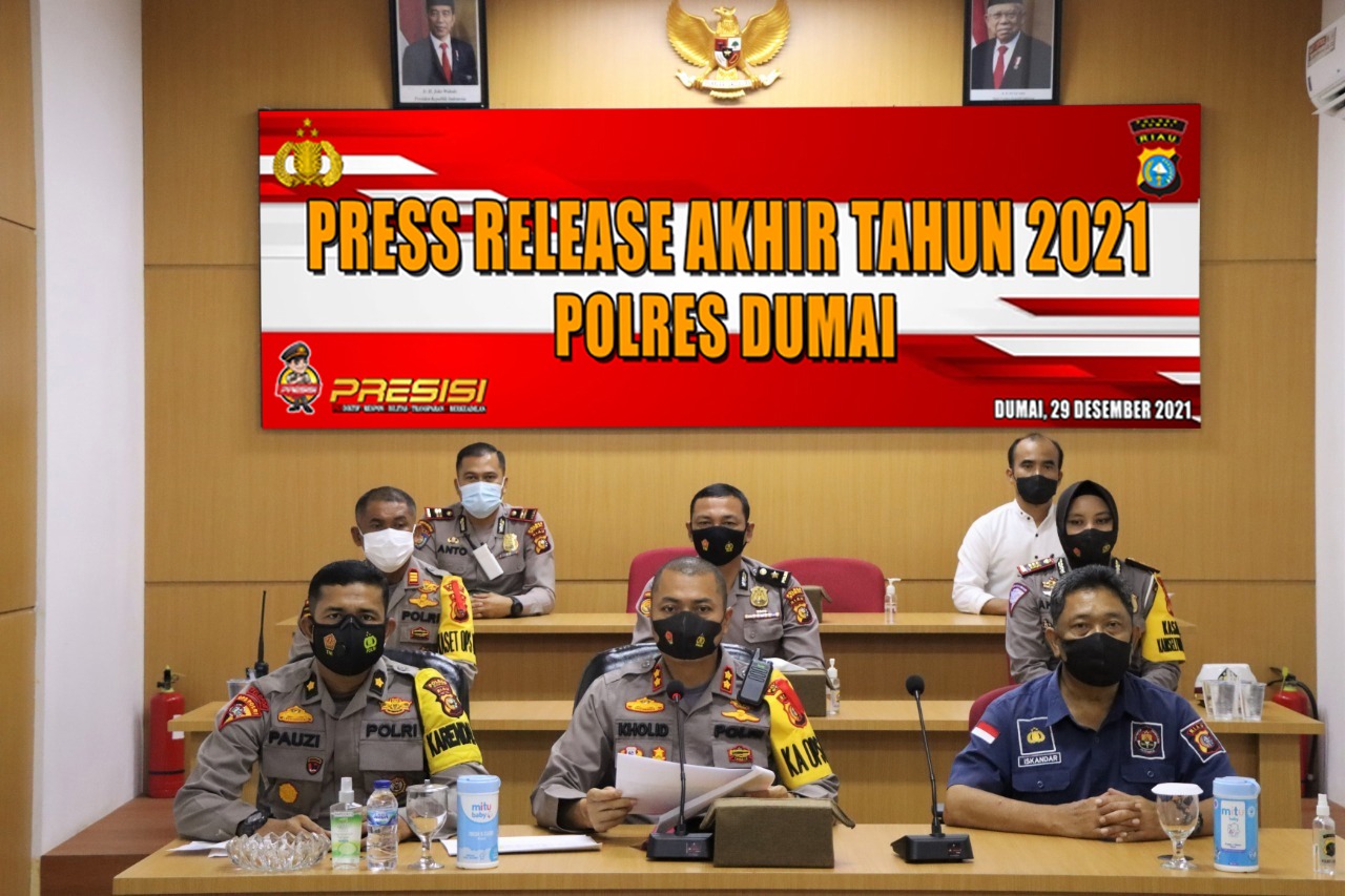Polres Dumai Jajaran Sampaikan Kinerja Akhir Tahun 2021 Terkait Tindak Pindana