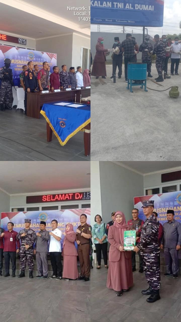 Pemusnahan Barang Bukti Narkotika Tangkapan Lanal Dumai Seberat 48,54 Kilogram Secara Virtual