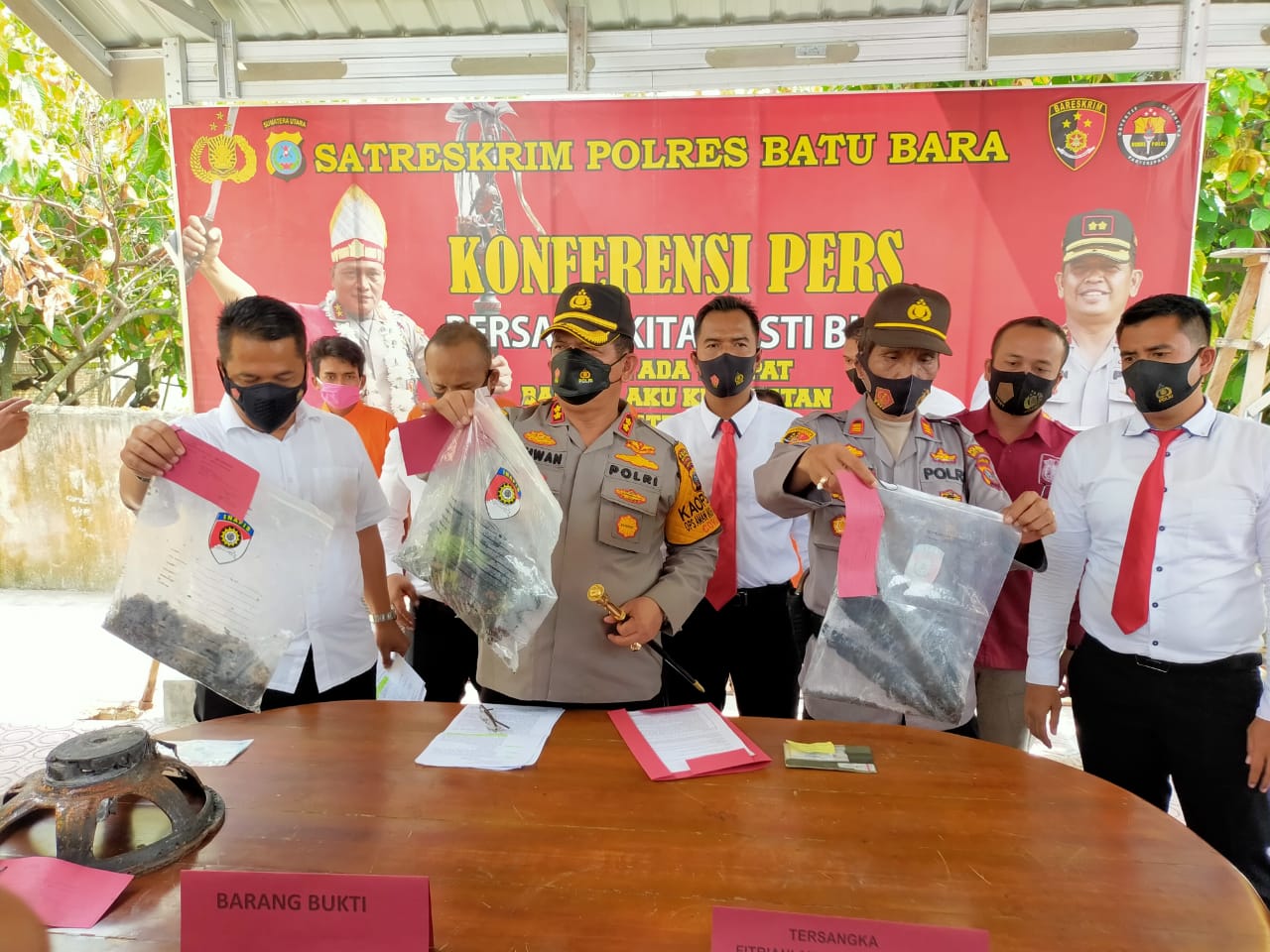 Kapolres Batu Bara Pimpin Pres Release Ungkap Tiga Kasus Kejahatan