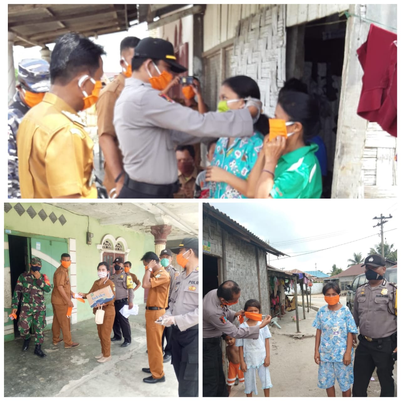 Polsek Tanjung Beringin dan  Forkompincam,Bagikan Masker Gratis