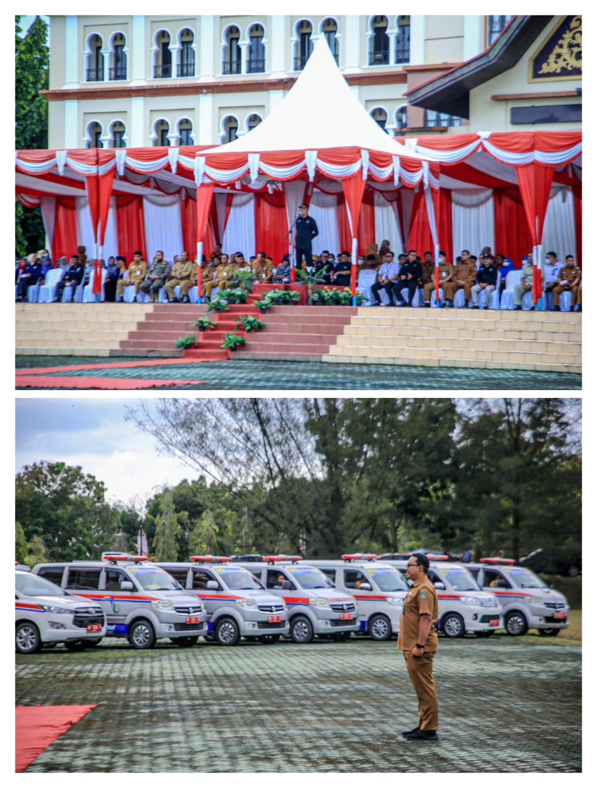 Dalam Apel Gabungan,  Walikota Dumai, H. Paisal Serahkan 2 Ambulance ke Puskesmas