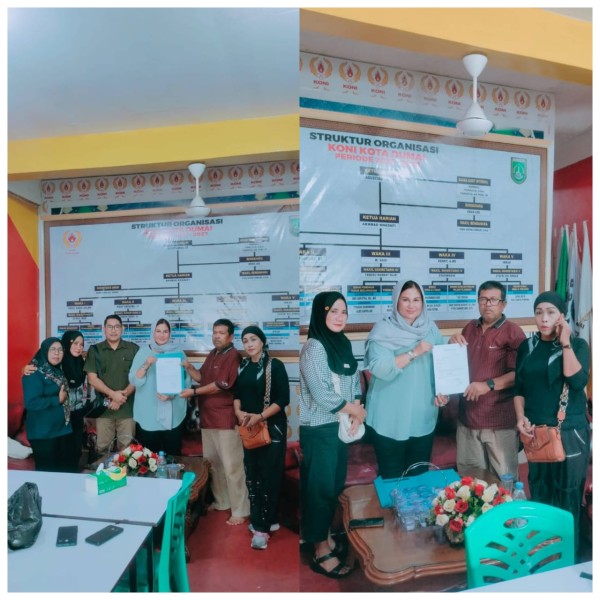 Terpilih Rahmayani Ketua Persani Periode  2024-2028 Penyerahan SK Kekantor Koni Dumai