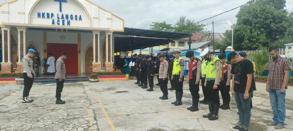 Perayaan Kenaikan Isa Almasih, Polres Langsa Laksanakan Pengamanan Ibadah di Gereja