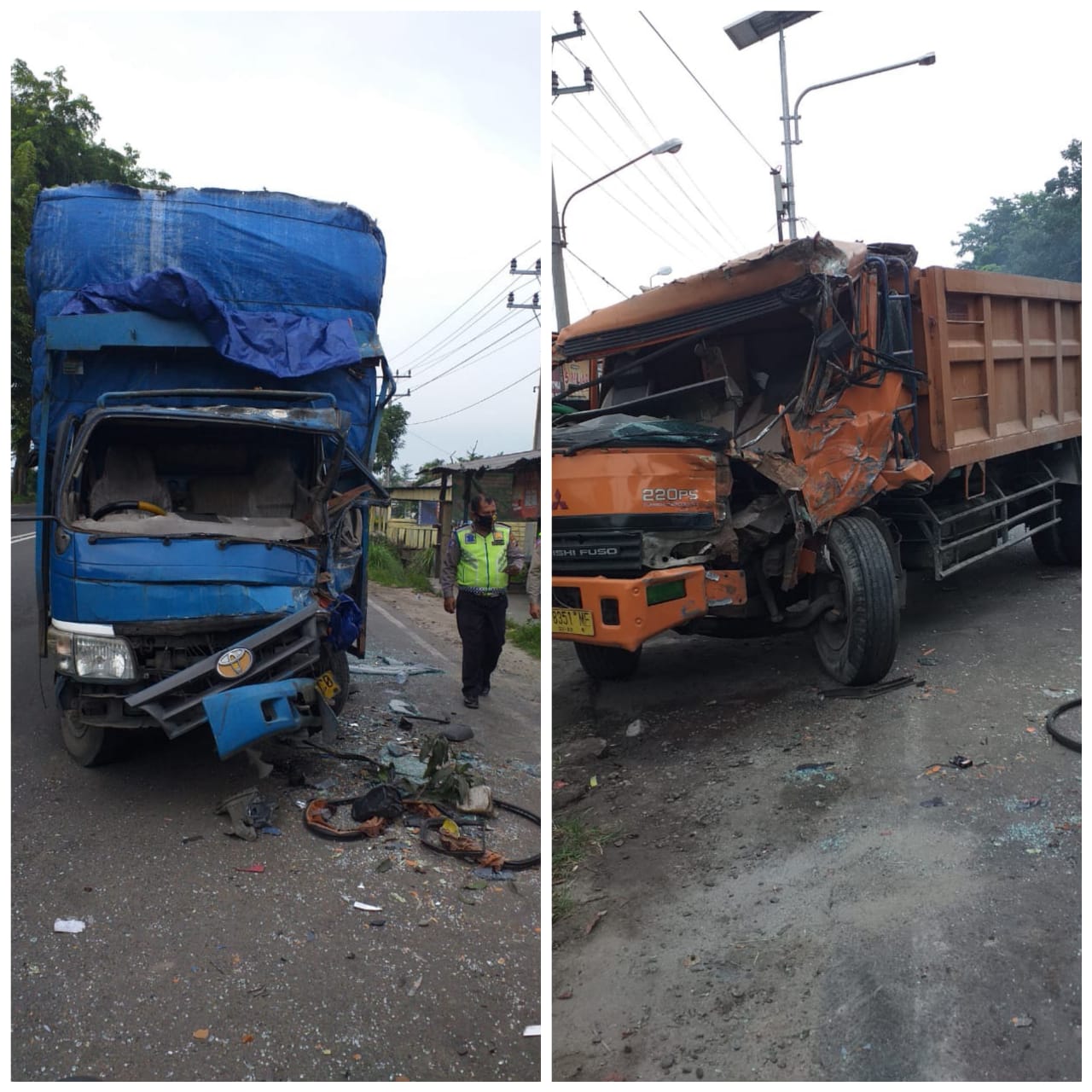 Laka Lantas Di Perbaungan, Dua Truk Ringsek
