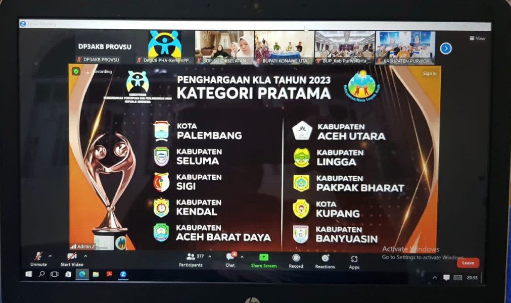 Pemkab Pakpak Bharat Meraih Anugerah Layak Anak Tingkat Nasional Tahun 2023