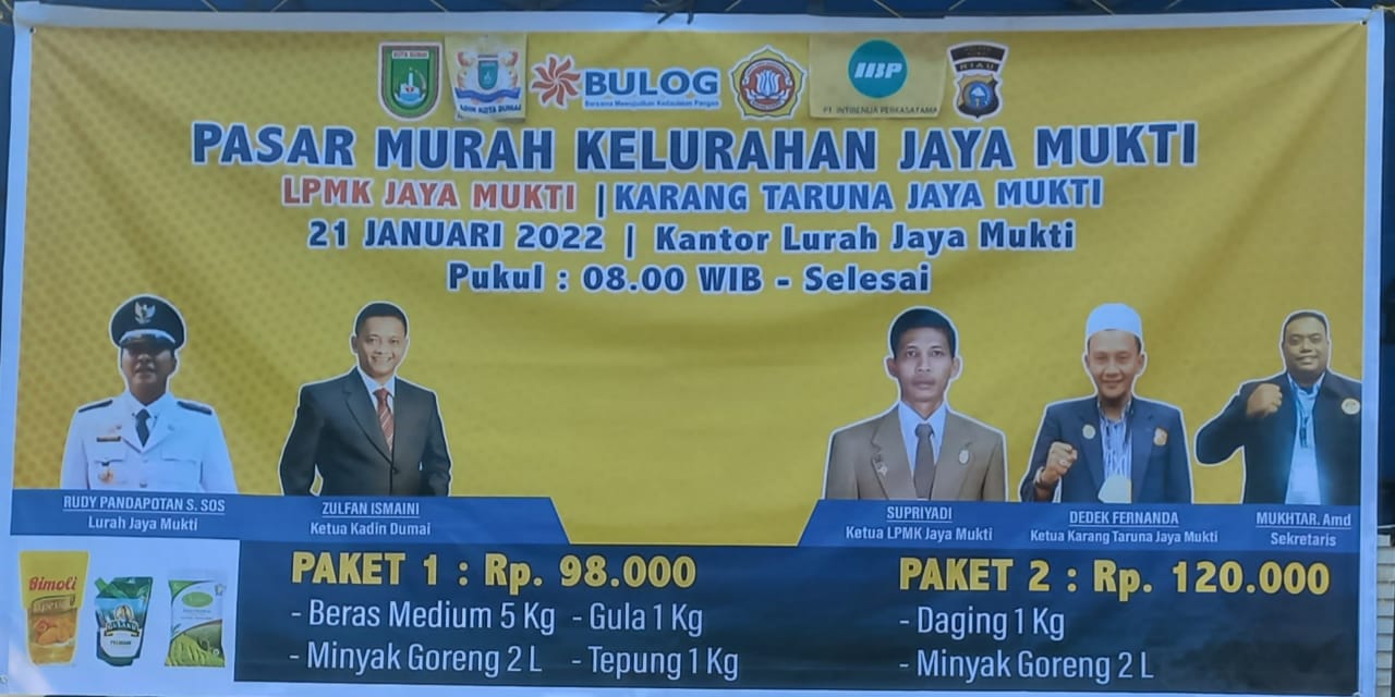 Kel.Jaya Mukti Kec.Dumai Timur Ngadakan Pasar Murah Berkalaborasi Dengan Karang Taruna