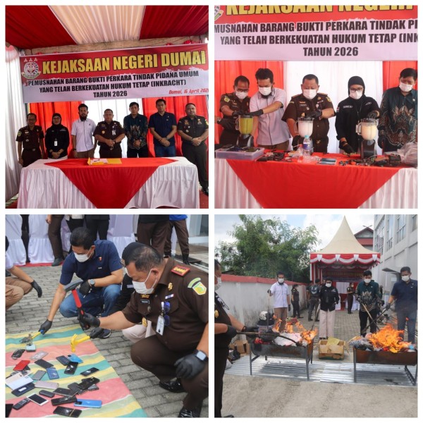 Kajari Dumai Musnahkan BB Periode November 2025 Sampai Bulan Februari 2026  Berkekuatan Hukum.