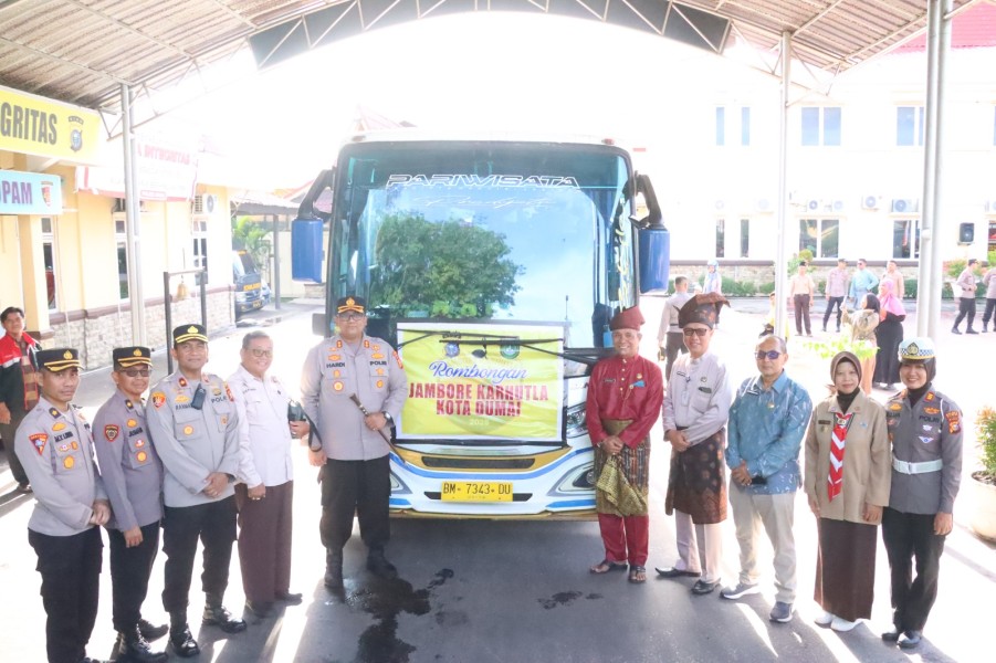 Polres Dumai Melaksanakan Apel Pelepasan Pemberangkatan Peserta Jambore Karhutla Tahun 2025
