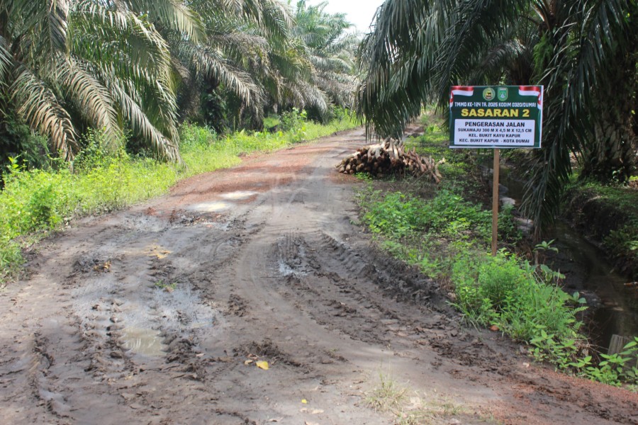 TMMD Ke-124 Fokus Pada Pekerjaan Pengerasan Jalan Sukamaju RT 11 Kelurahan Kayu Kapur