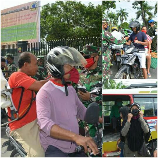 Peduli Kesehatan Masyarakat, Korem 022/PT Bagikan 5.000 Masker Kepada Pengendara Mobil dan Motor