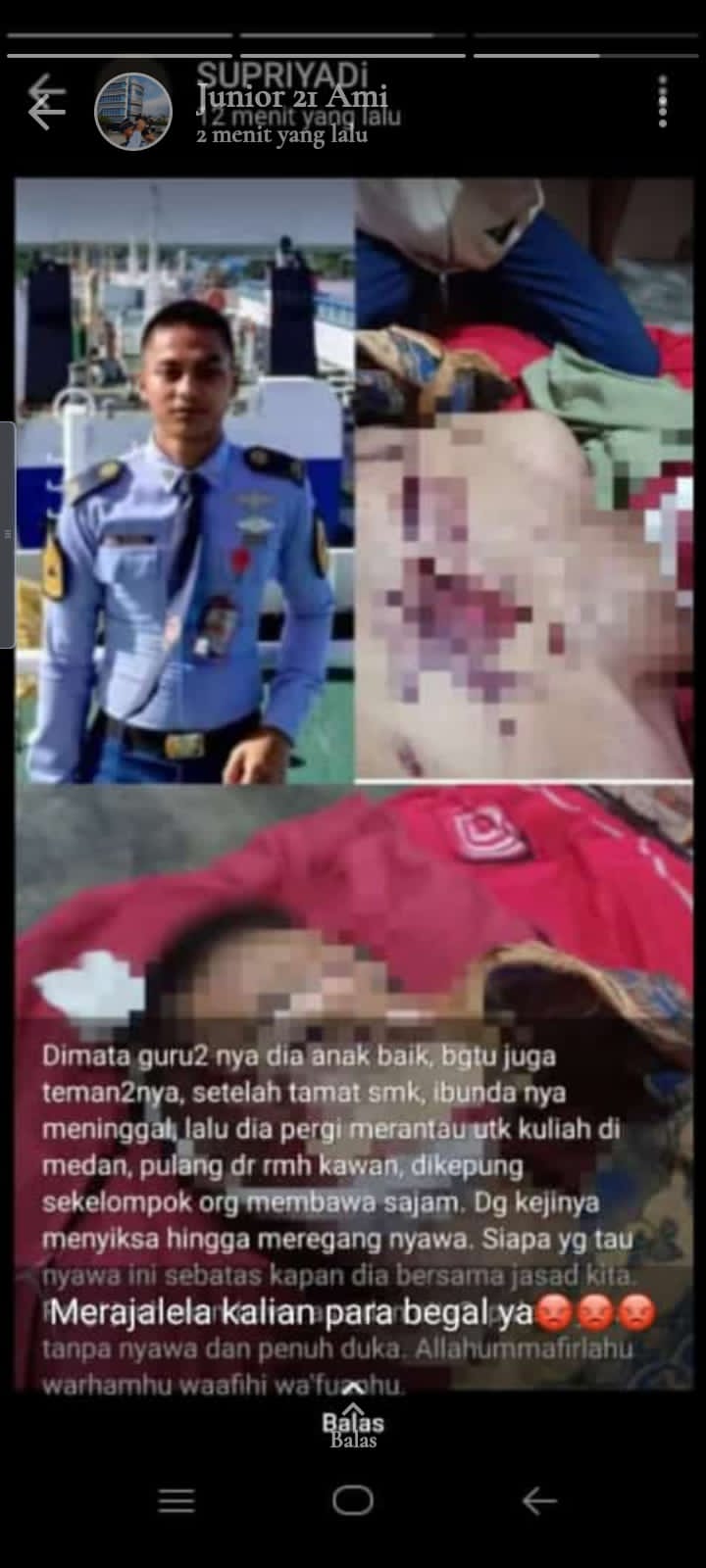 Taruna Poltek AMI Medan 210 2015 Termika Asal Riau Korban Begal di Kota Medan
