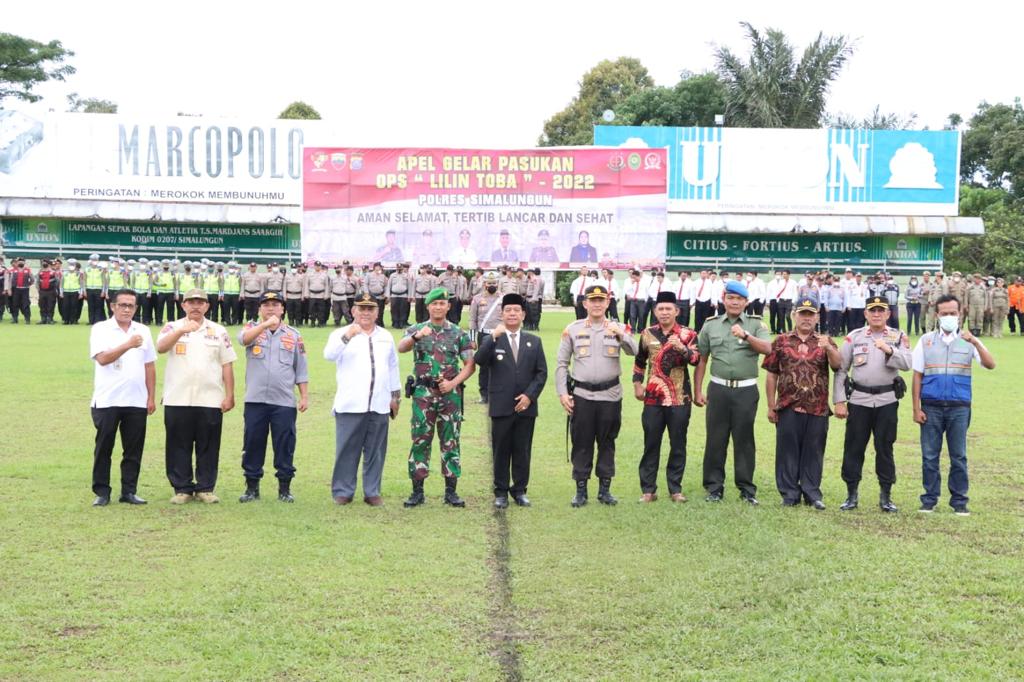 Polres Simalungun Gelar Apel Gelar Pasukan Operasi Lilin Toba 2022