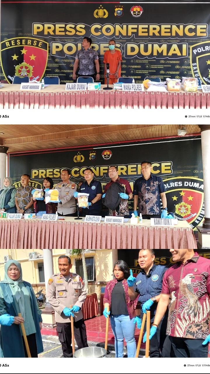 Polres Dumai Musnahkan 3 Kg Sabu Selamatkan 24.000 Jiwa