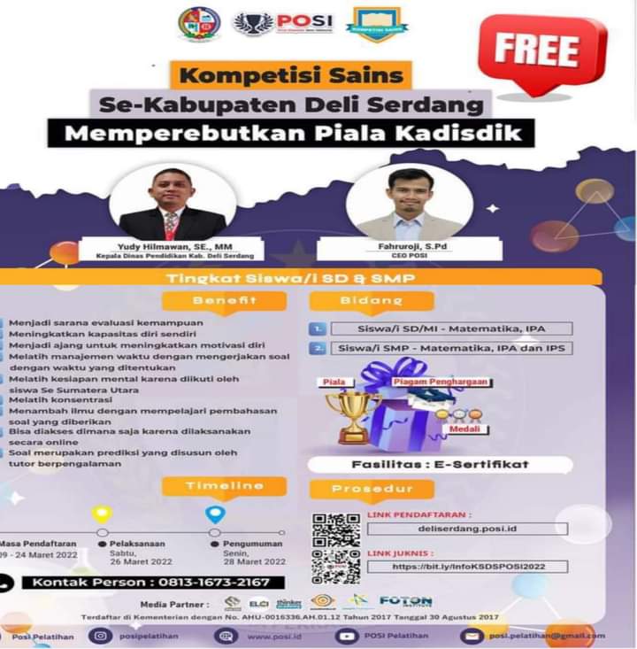 Rebut Piala Kadis, Dinas Pendidikan adakan Olimpiade Sains Kabupaten Deli Serdang