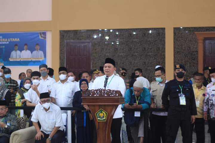 Bupati Labuhanbatu sambut Jemaah Haji asal Labuhanbatu di Aula Asrama Haji Medan