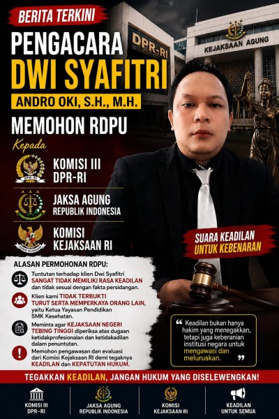 Andro Oki S.H: JPU Harus Buktikan Unsur Perbuatan dan Kesalahan Sesuai Dakwaan