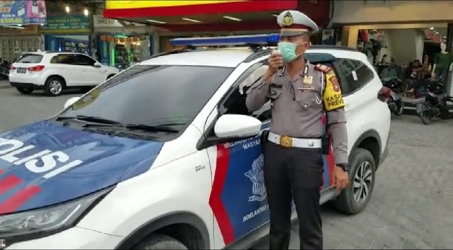 Satlantas Polres Belawan Berikan Himbauan Untuk Pengguna Jalan Untuk Tidak Mudik