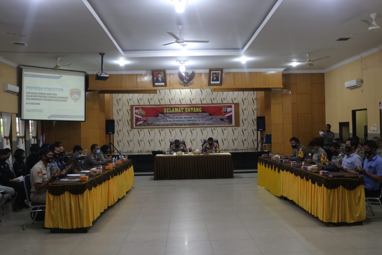 Puslitbang Polri Laksanakan Penelitian Tentang Tata Kelola SDP di Gedung Citra Wisata Polres Dumai