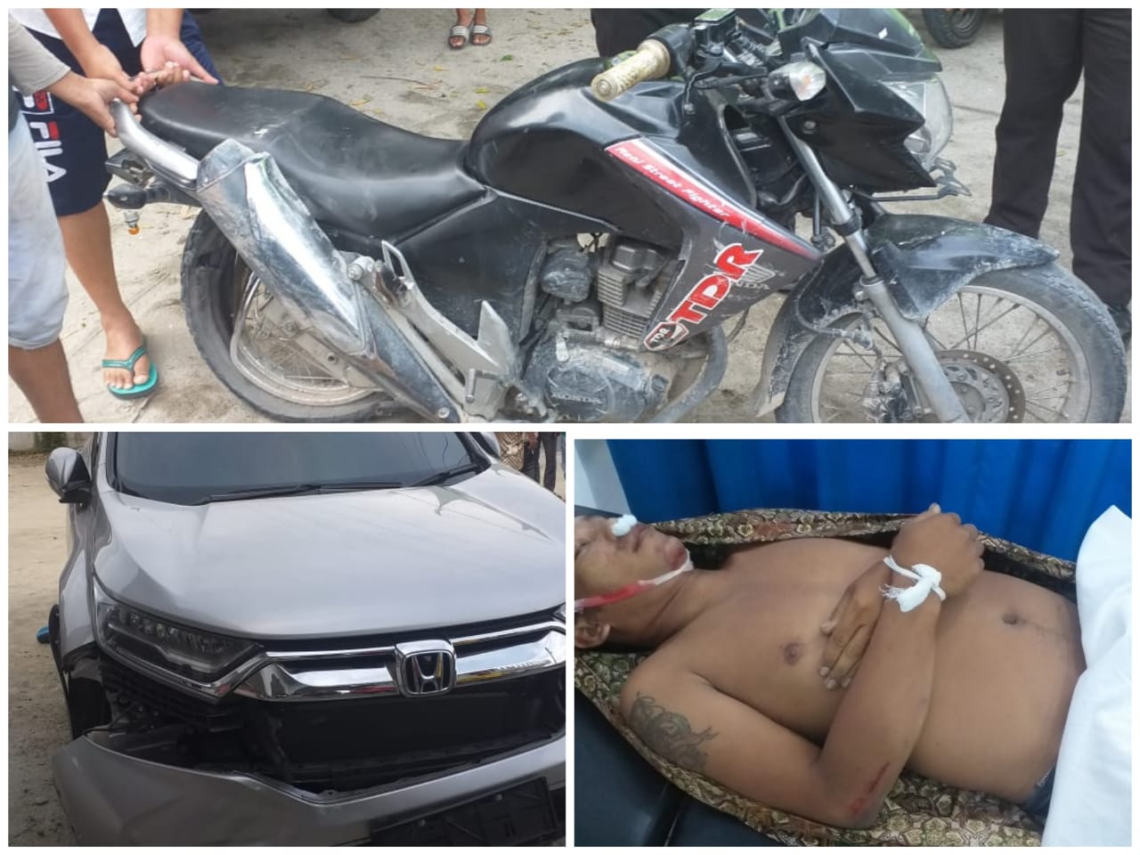 Curi tikungan Tajam Pengendara Sepeda Motor Tewas Tabrak Mobil CRV