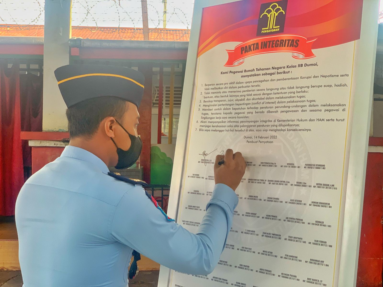 Rutan Kelas IIB Dumai  Apel Deklarasi Janji Kinerja dan Penandatanganan Pakta Integritas