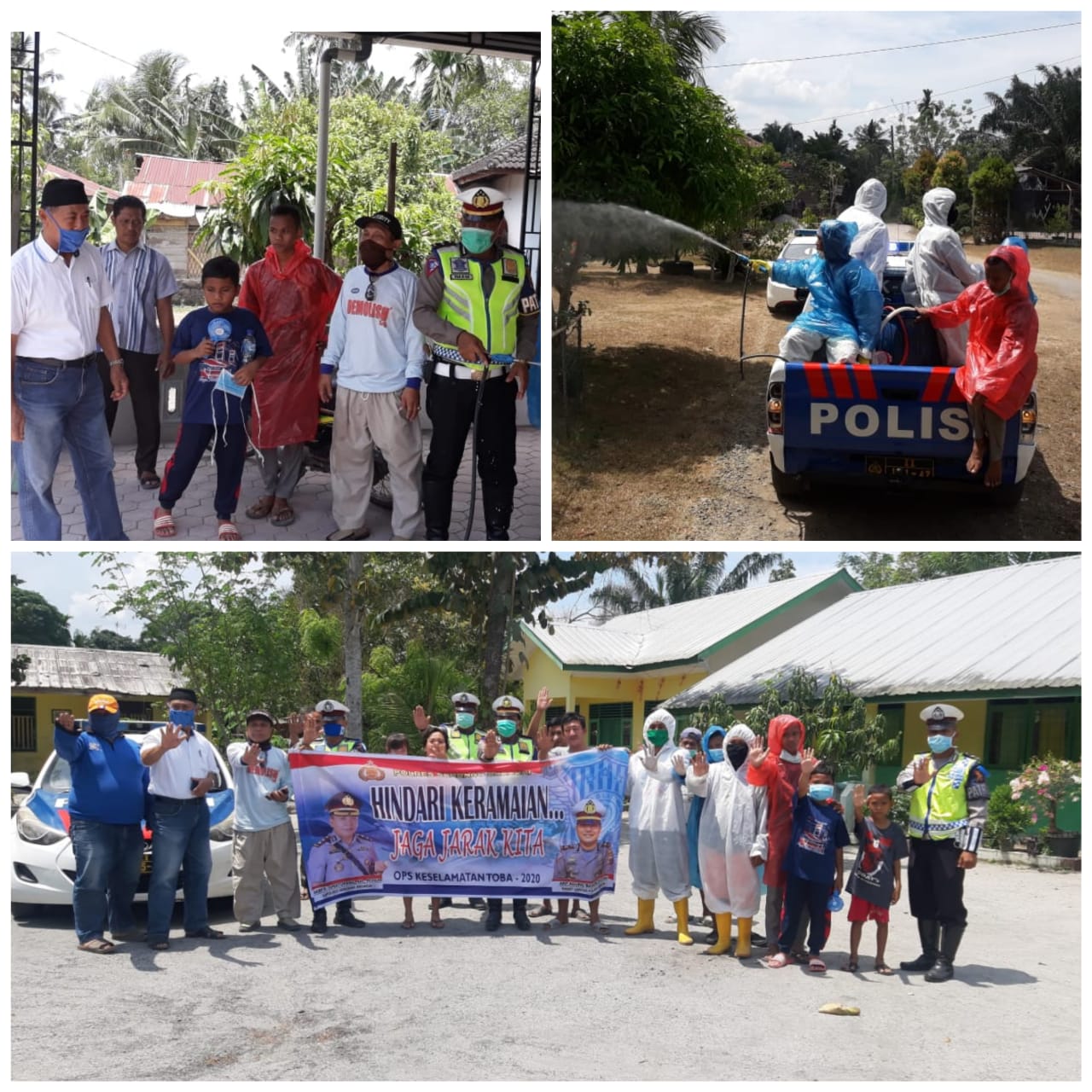 Cegah Covid-19, Satlantas Polres Sergai Semprot  Desinfektan Desa Setrak.