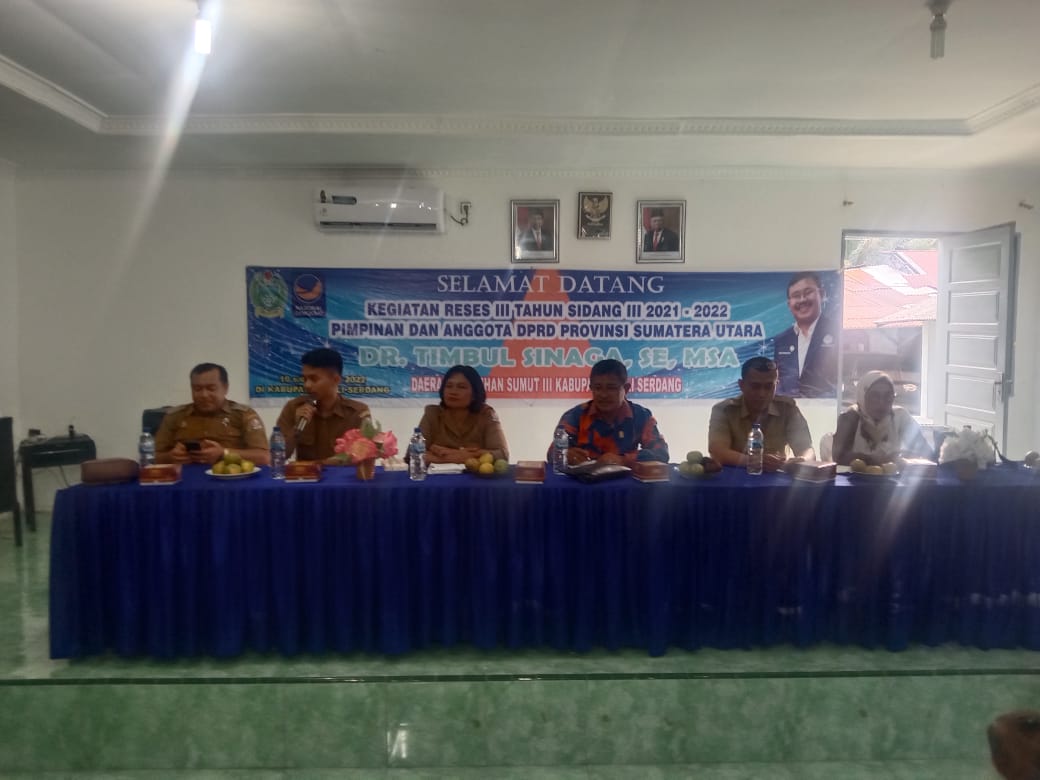 Anggota DPRD Sumut Dapil III Dr. Timbul Sinaga Gelar Reses  Tahun 2021-2022 di Namo Bintang