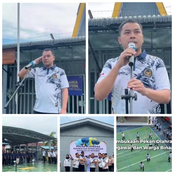 Enang Iskandi Kepala Rutan Kelas ll B Dumai Resmikan Pekan Olahraga Peringatan Hari Bakti Pemasyarakatan ke-62