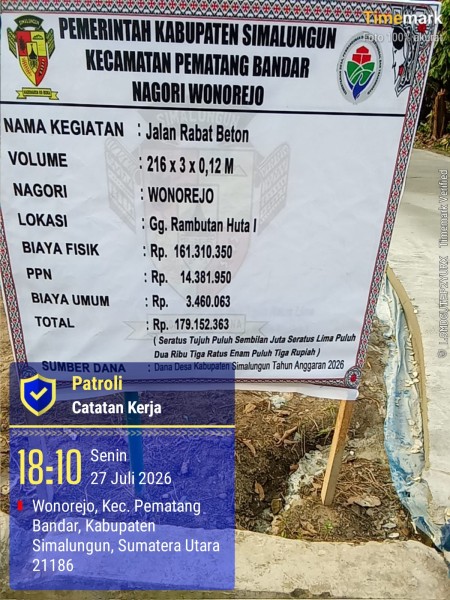 Terkait Proyek Dana Desa, Kinerja Pangulu Nagori Wonorejo Perlu Dikonfirmasi Ulang