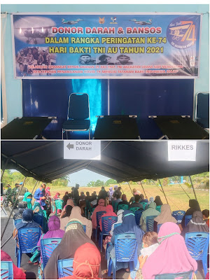 Dansat Satradar 232/Dumai Letkol. Lek. Muh Fatahillah Gelar Donor Darah dan Berikan Bansos