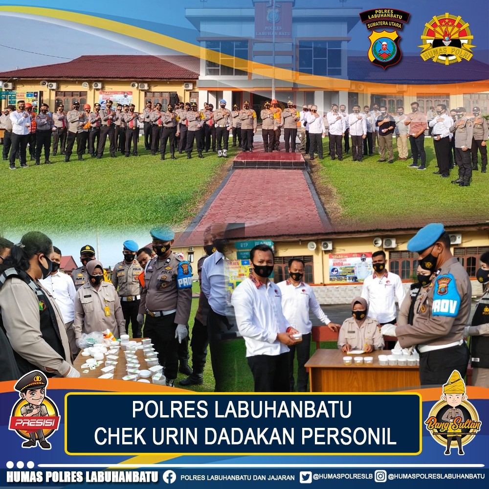 50 personel Polres Labuhanbatu Dilakukan Test Urine Secara Dadakan