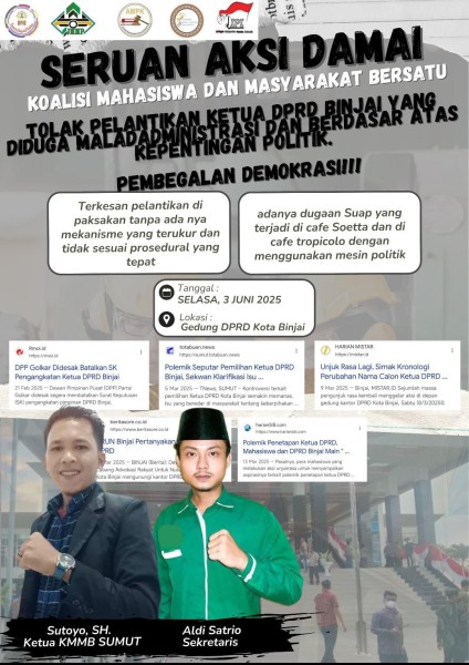 Hj. K. Gusuartini Br. Surbakti Terpilih  Memimpin DPRD Binjai, KMMB Sumut Akan Gelar Aksi