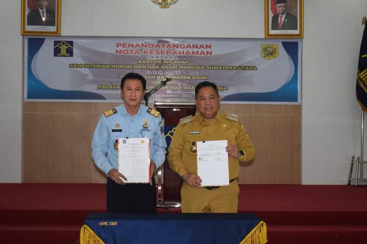 Bupati Eddy Berutu Teken MoU dengan Kakanwil Kemenkumham Sumut untuk Pelayanan Hukum dan HAM