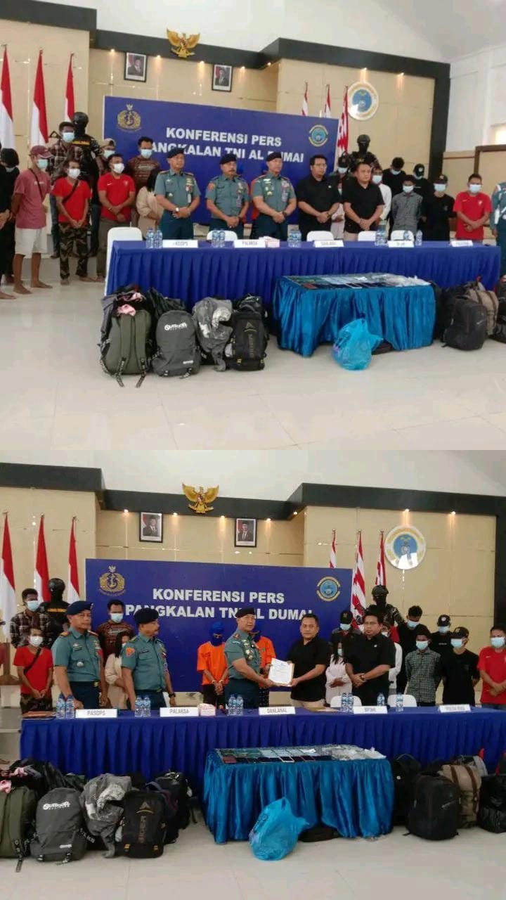 Tim Gabungan FIQR Lanal Dumai dan Tim Satgas Denintel Koarmada I Mengagal Pengiriman 19 Calon  Pekerja Migran Indonesia