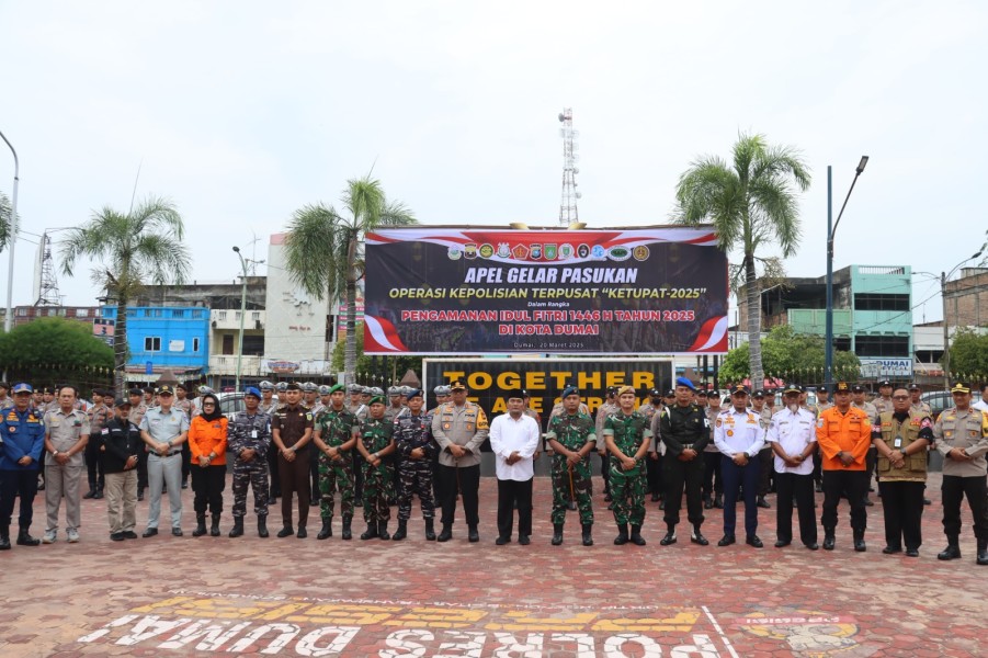 Polres Dumai Mengelar Apel Gelar Pasukan Operasi Ketupat Lancang Kuning 2025