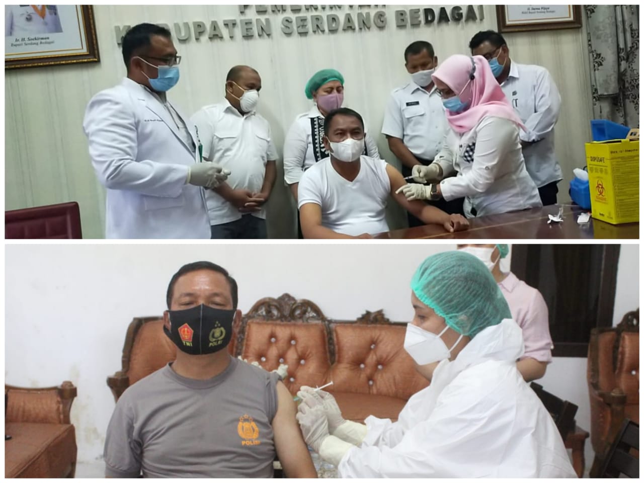 Kapolres AKBP Robin Simatupang SH dan Wakil Bupati Sergai Divaksinasi Covid 19 Sinovac 