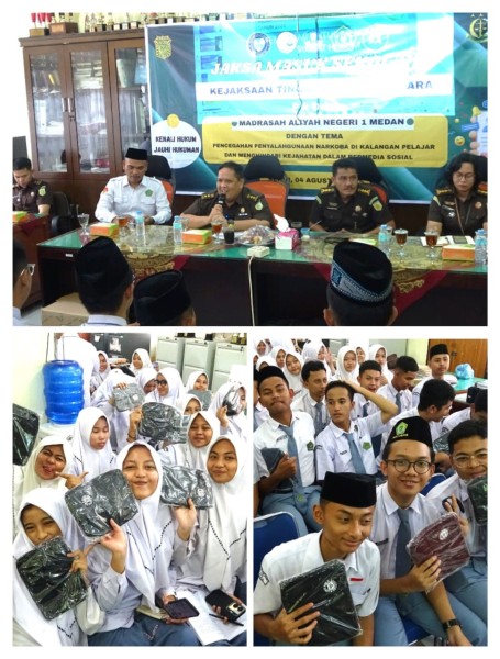 Kejati Sumut Ajak Kalangan Pelajar Madrasah Aliyah Negeri (MAN) 1 Medan Jauhi Narkoba Dan Ajarkan Etika Hukum Dalam Media Sosial